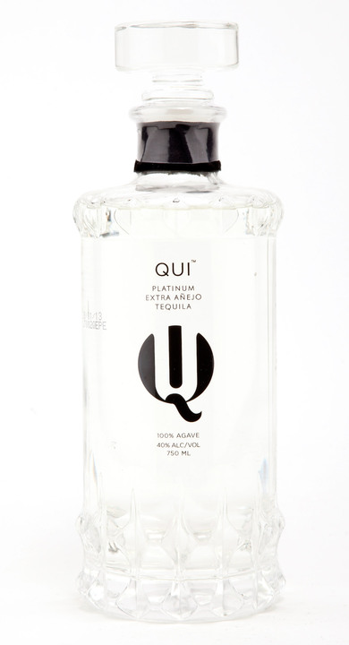 Bottle of Qui Tequila Platinum Extra Añejo
