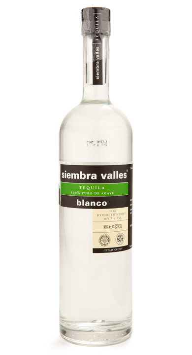 Bottle of Siembra Valles Tequila Blanco