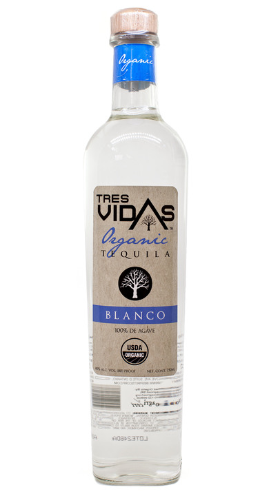 Bottle of Tres Vidas Organic Tequila Blanco