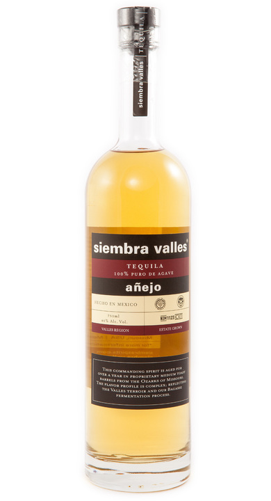 Bottle of Siembra Valles Tequila Añejo