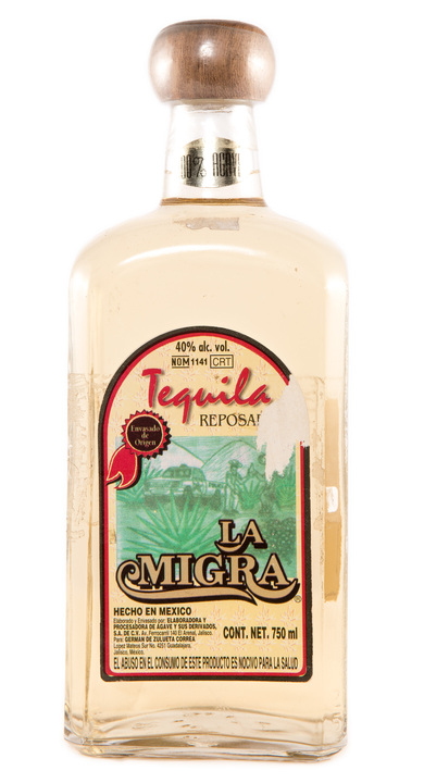 Bottle of La Migra Tequila Reposado