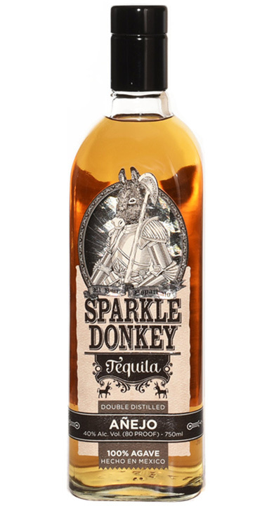 Bottle of Sparkle Donkey Añejo.