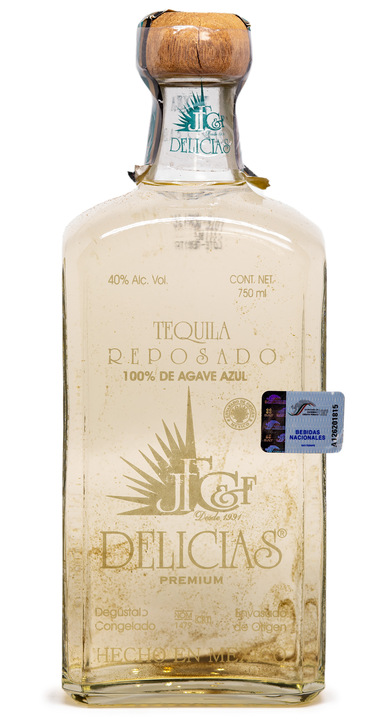 Bottle of Delicias Tequila Reposado