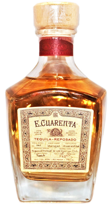 Bottle of E. Cuarenta Tequila Reposado