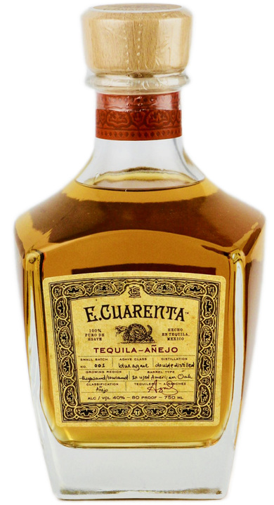 Bottle of E. Cuarenta Tequila Añejo