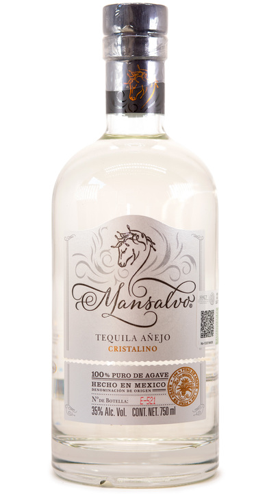 Bottle of Mansalvo Tequila Añejo Cristalino