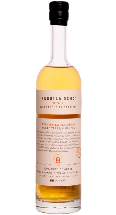 Bottle of Ocho Tequila 8/8/8 - Rancho El Carrizal Extra Añejo