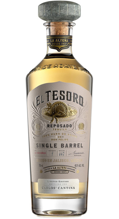Bottle of El Tesoro Reposado Single Barrel