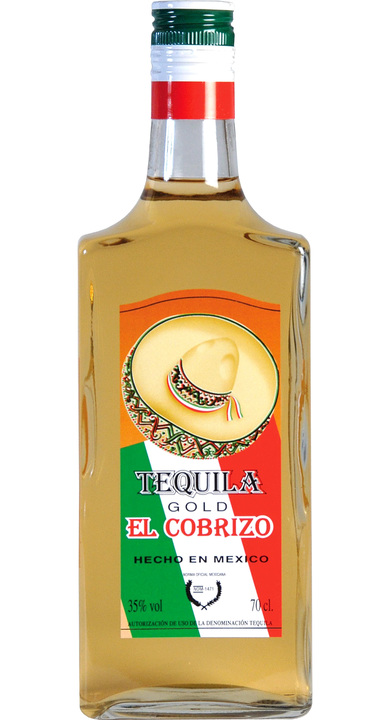 Bottle of El Cobrizo Tequila Gold