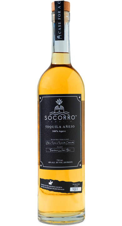 Bottle of Socorro Tequila Añejo