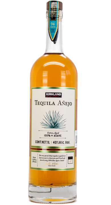 Bottle of Kirkland Signature Añejo Tequila