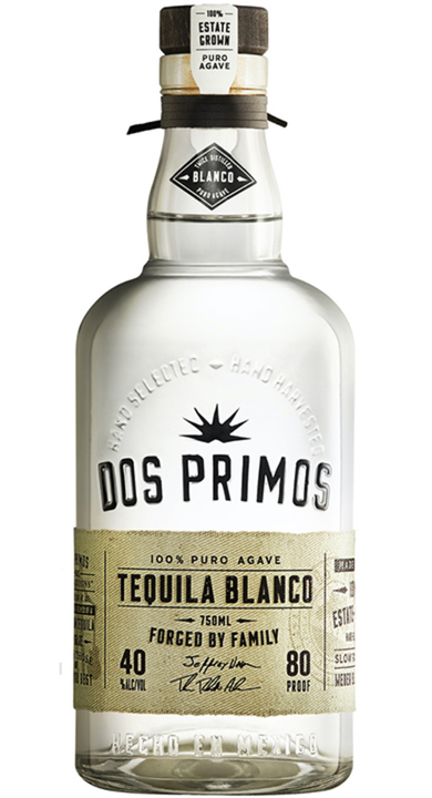 Bottle of Dos Primos Tequila Blanco