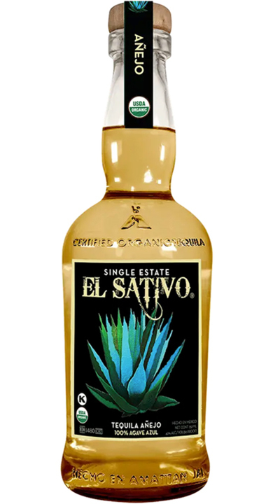 Bottle of El Sativo Organic Tequila Añejo