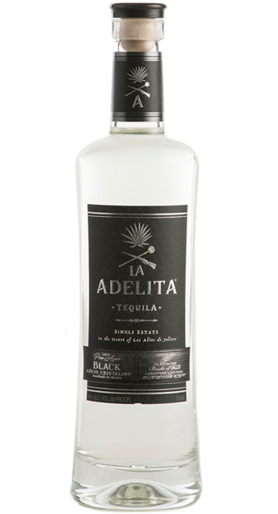 Bottle of La Adelita Tequila Black Añejo Cristalino