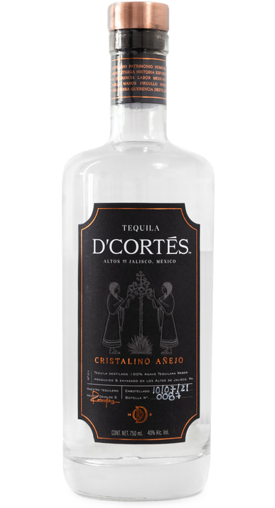 Bottle of Tequila D'Cortés Añejo Cristalino