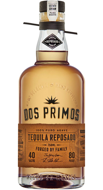 Bottle of Dos Primos Tequila Reposado