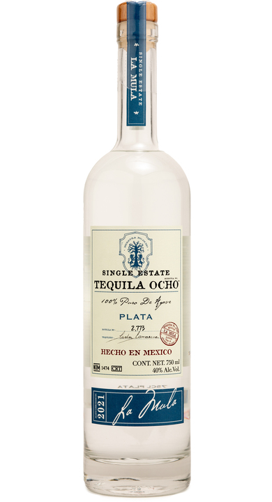 Bottle of Ocho Tequila Plata