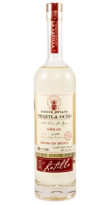 Bottle of Ocho Tequila Añejo