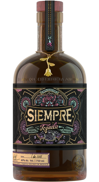 Bottle of Siempre Tequila Añejo