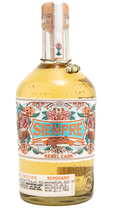 Bottle of Siempre Tequila Rebel Cask Reposado