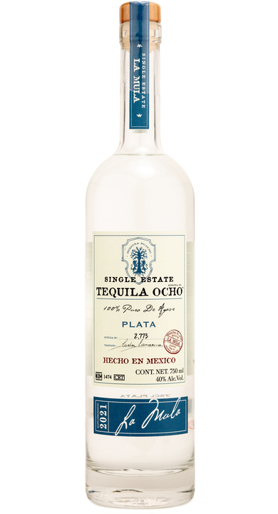 Bottle of Ocho Tequila Plata