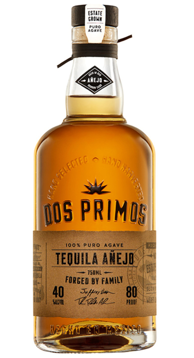 Bottle of Dos Primos Tequila Añejo