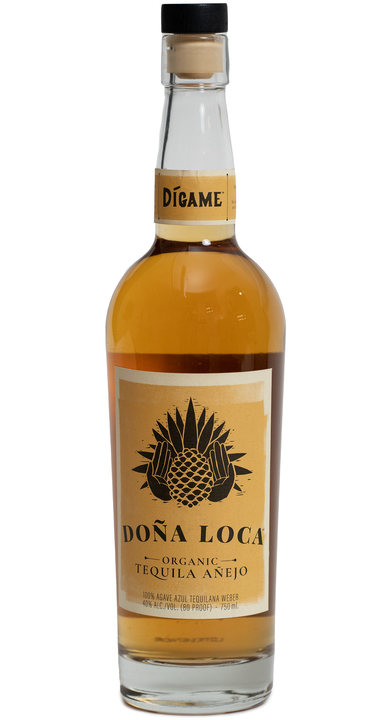 Bottle of Doña Loca Organic Tequila Añejo