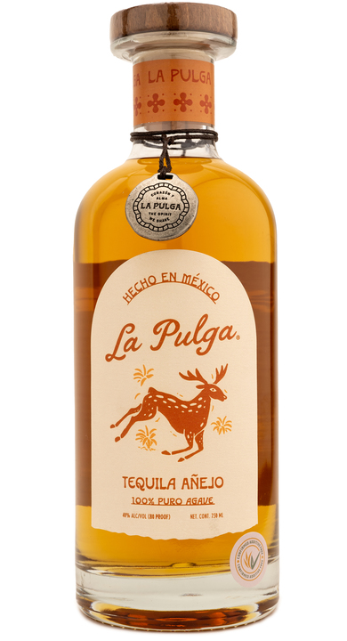 Bottle of La Pulga Tequila Añejo