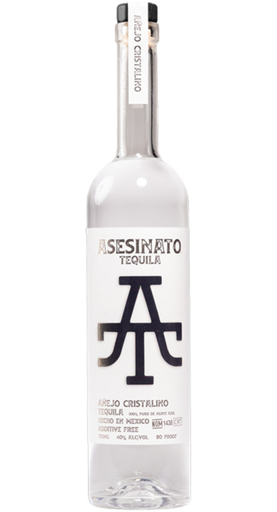 Bottle of Asesinato Tequila Añejo Cristalino